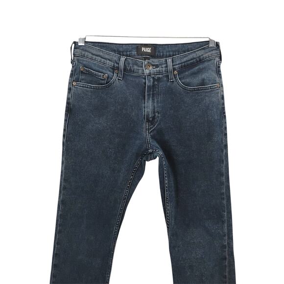 Paige Mens Lennox Jeans Edgeburgh Dark Blue Wash Slim Straight Size 31 x 32 - Picture 2 of 7